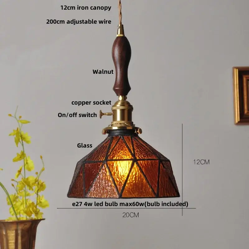 Vintage teal blue glass led pendant light kitchen hanging lamp