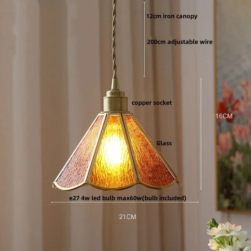 Vintage teal blue glass led pendant light kitchen hanging lamp