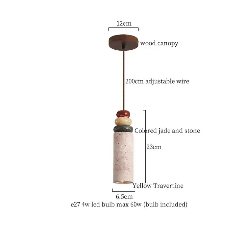 Wabi sabi beige concrete pendant lights dining room led yellow travertine