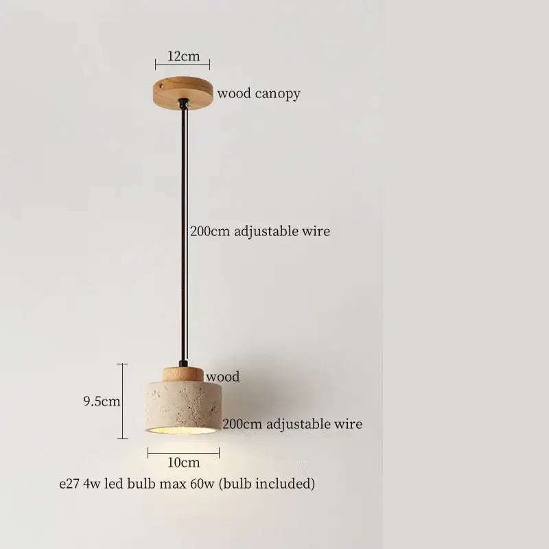 Wabi sabi beige concrete pendant lights dining room led yellow travertine