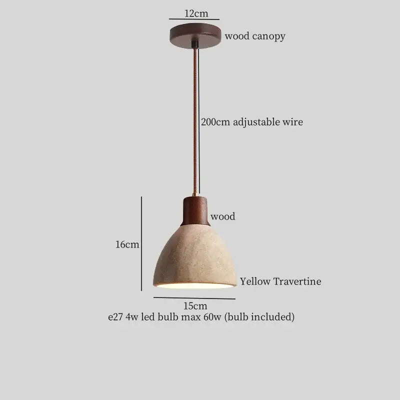 Wabi sabi beige concrete pendant lights dining room led yellow travertine
