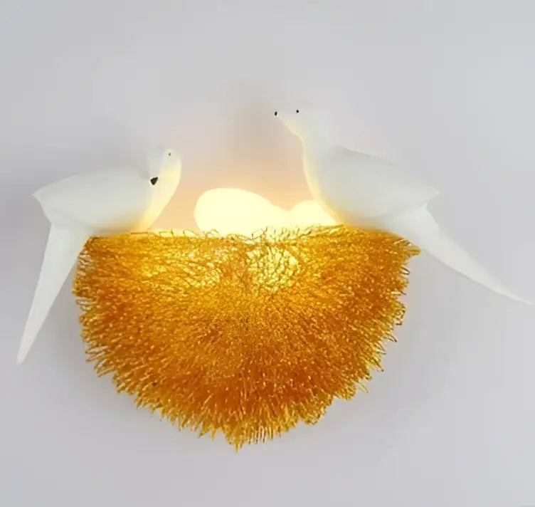 White and orange bird nest led wall lamp bedroom decorative light