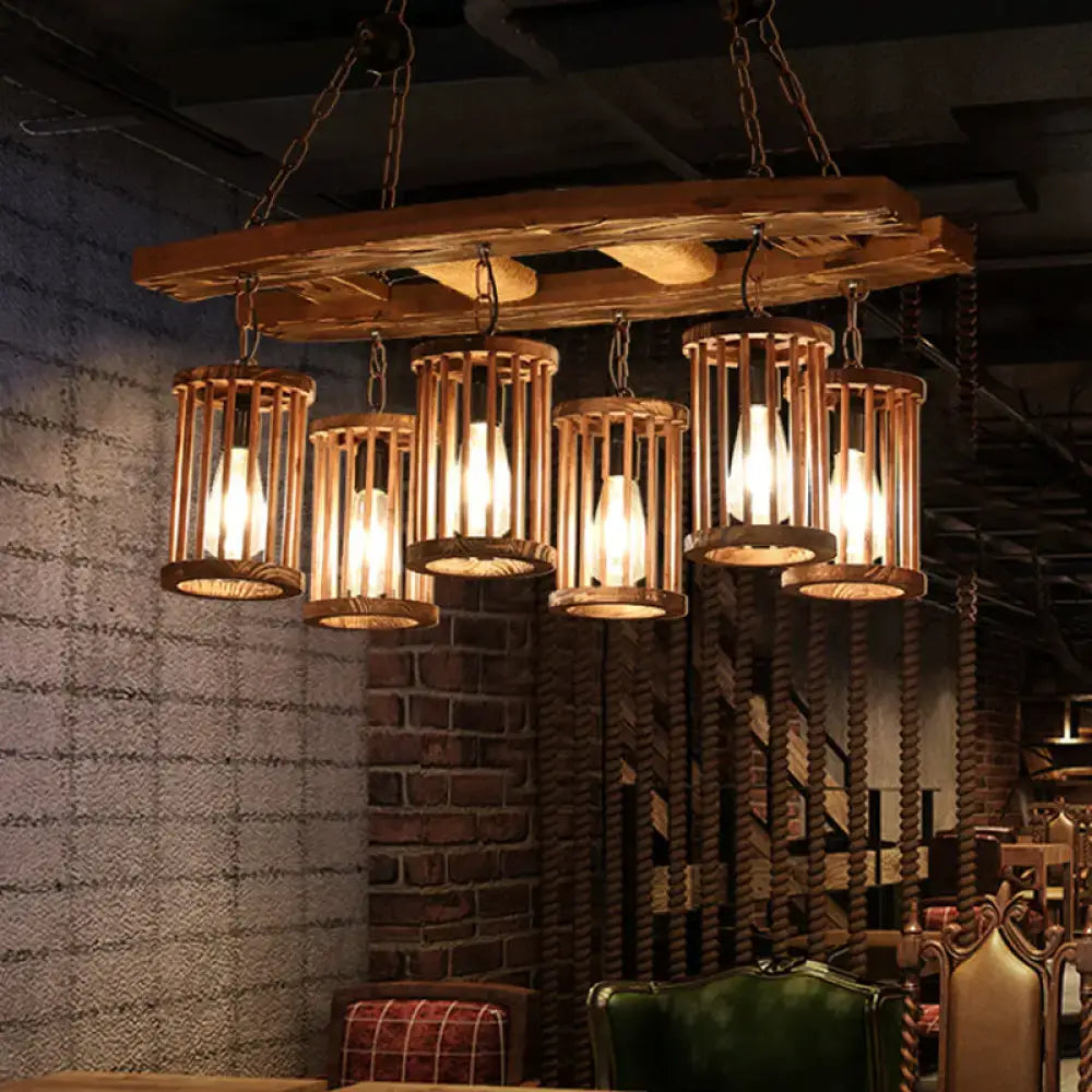 Wood Industrial Island Light