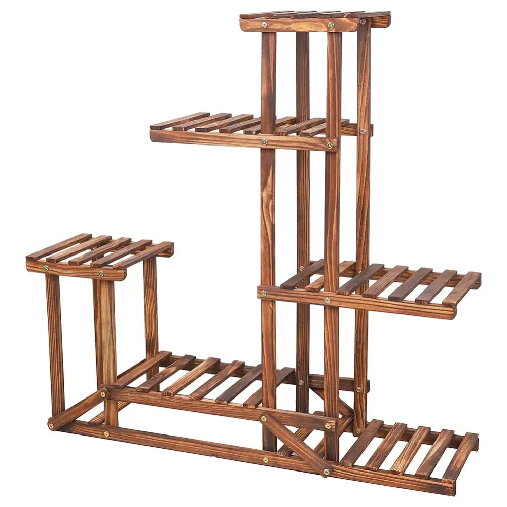 Natural Wood Tiered Plant Stand