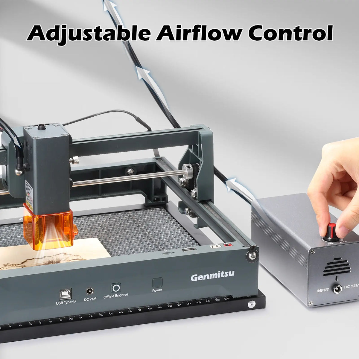 Air Assist Pump for Laser Cutter, Compatible with Genmitsu Kortek and Most CNC Milling or Laser Engraving Machine in The Market, Remove Smoke & Dust, Protect Desktop & Laser Lens
