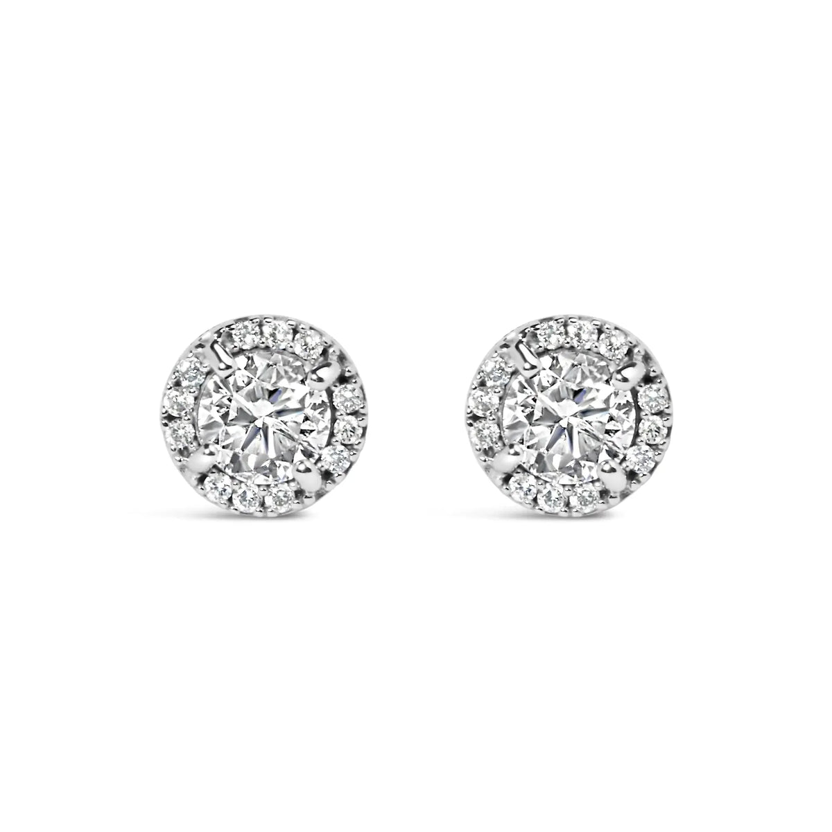 10K White Gold 1.00 Cttw Diamond Hidden Halo Stud Earring (H-I Color, I1-I2 Clarity)