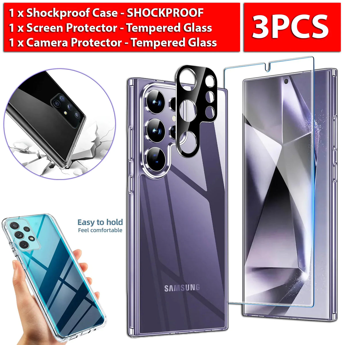 For Samsung Galaxy S24 Ultra Plus Shockproof Case & Screen Protector & Camera US