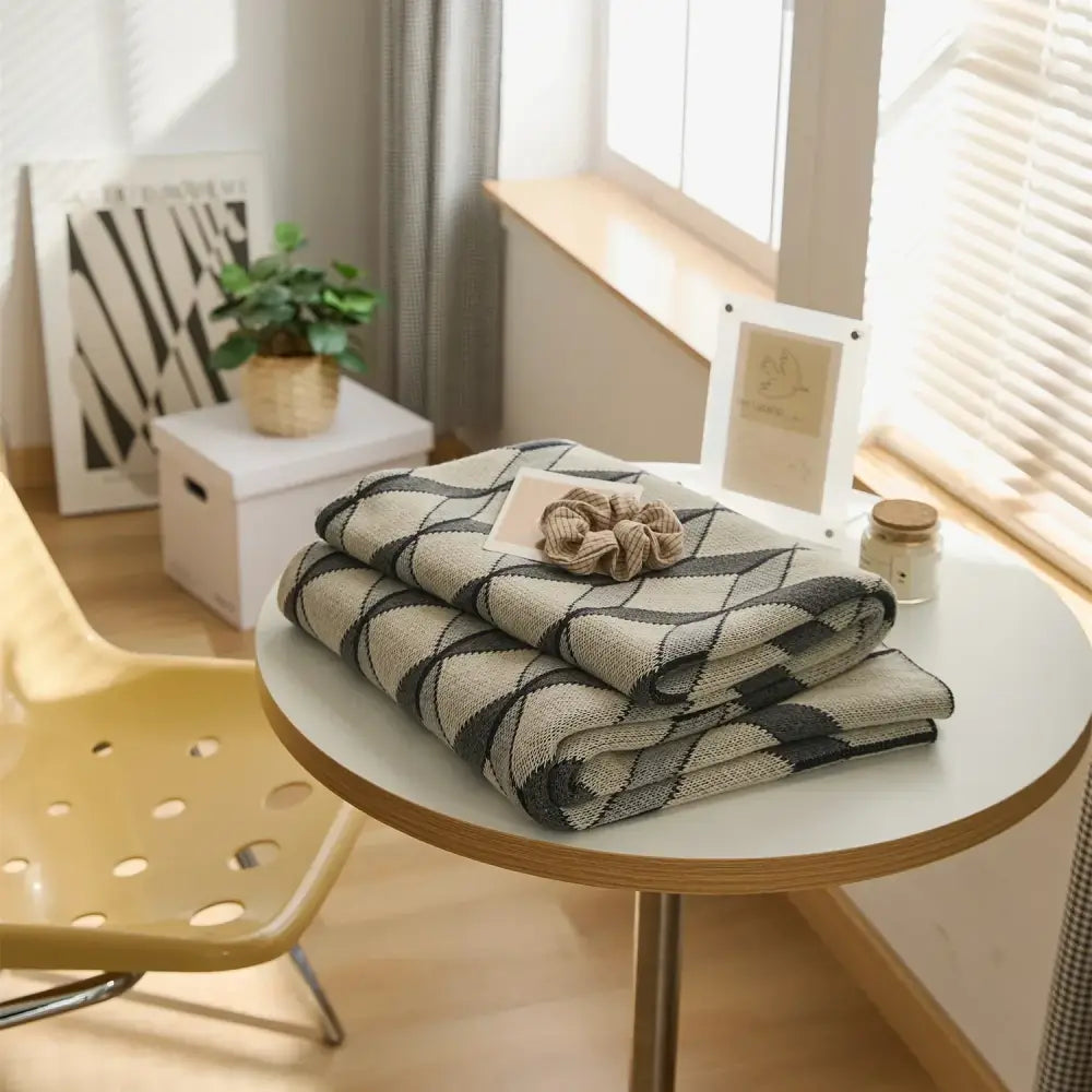 Black Beige Plaid Blanket