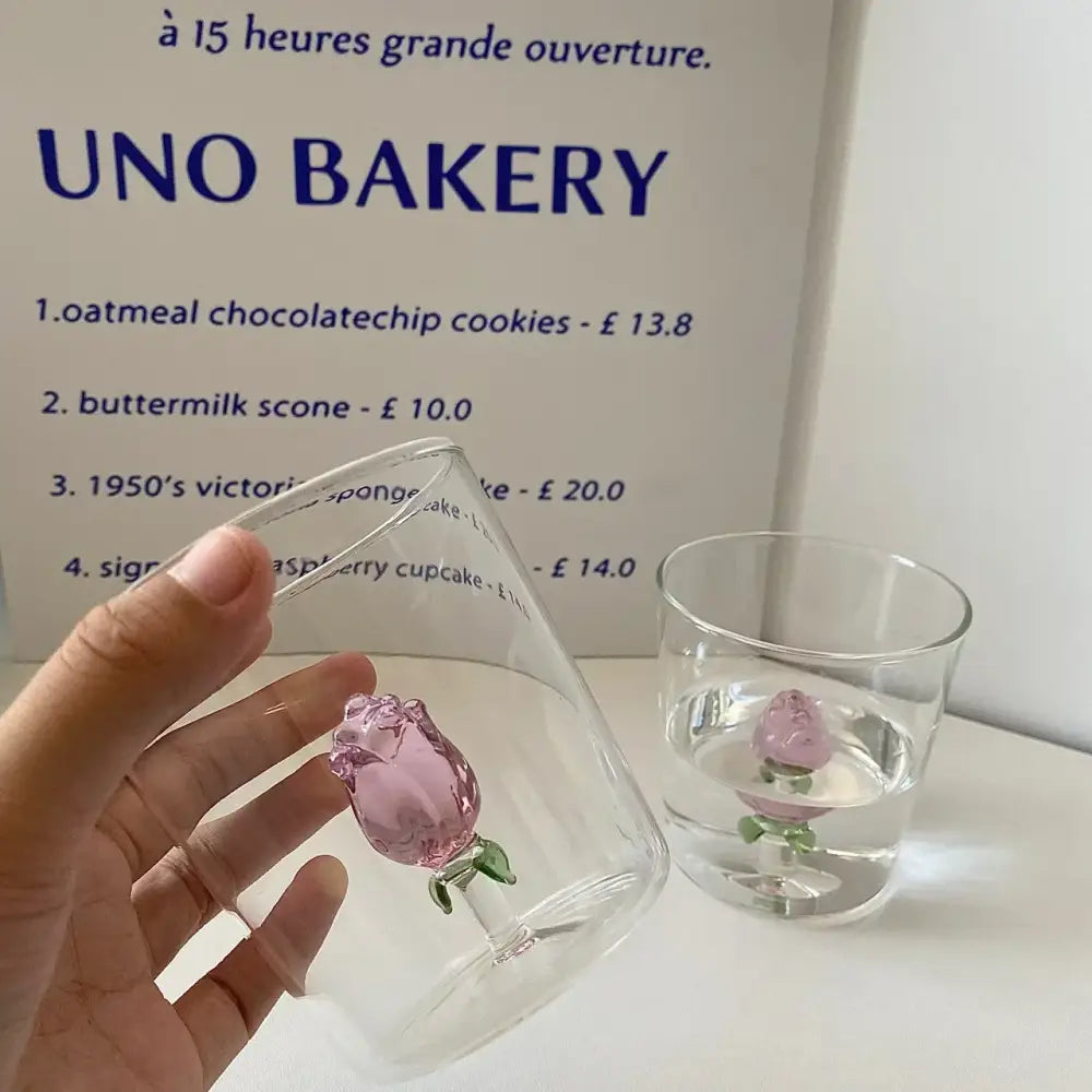 Pink Flower Champagne Flute
