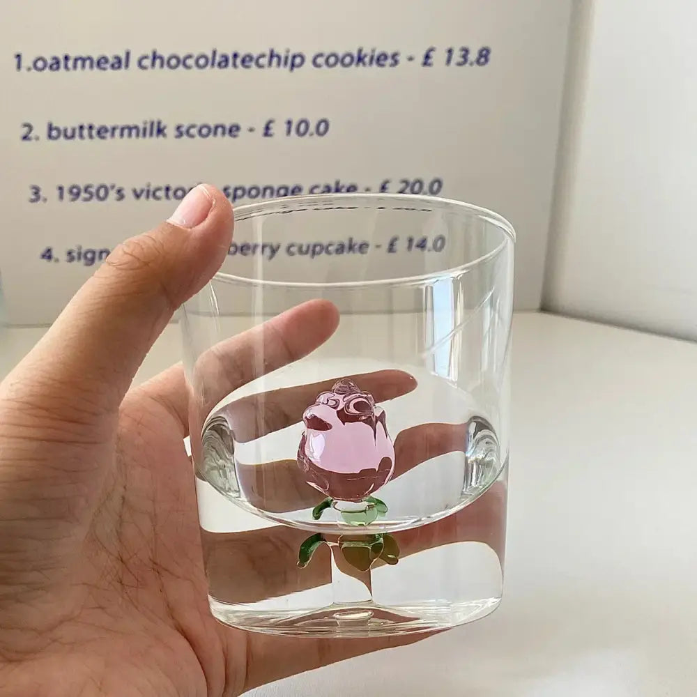 Pink Flower Champagne Flute