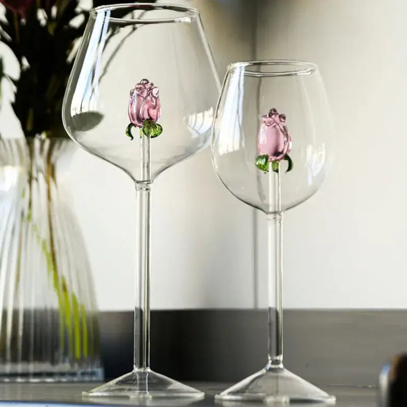 Pink Flower Champagne Flute