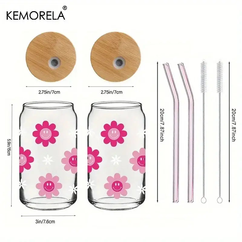 Pink Glass Bamboo Tumbler