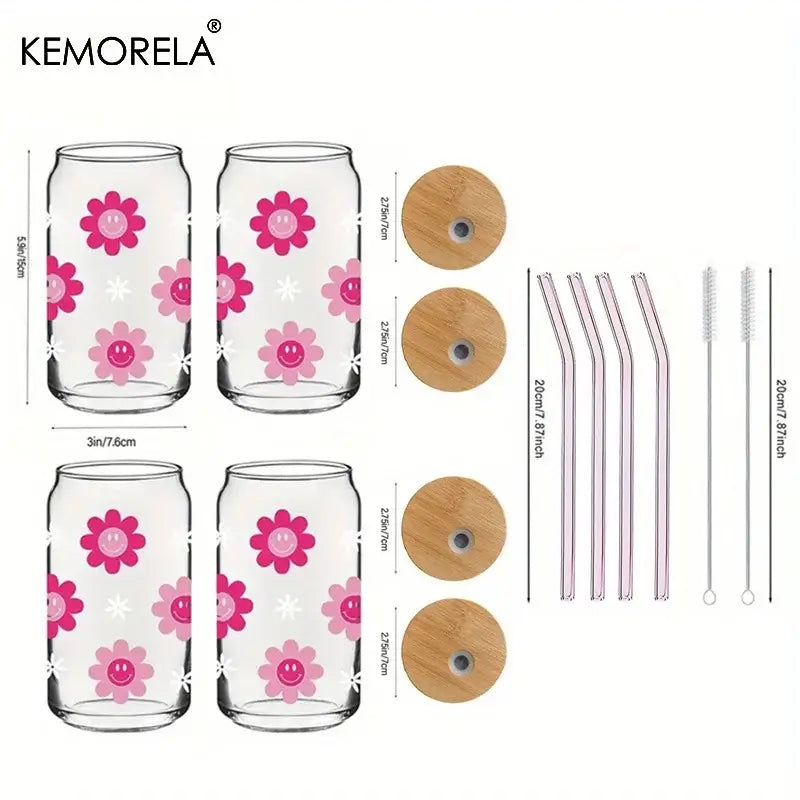 Pink Glass Bamboo Tumbler
