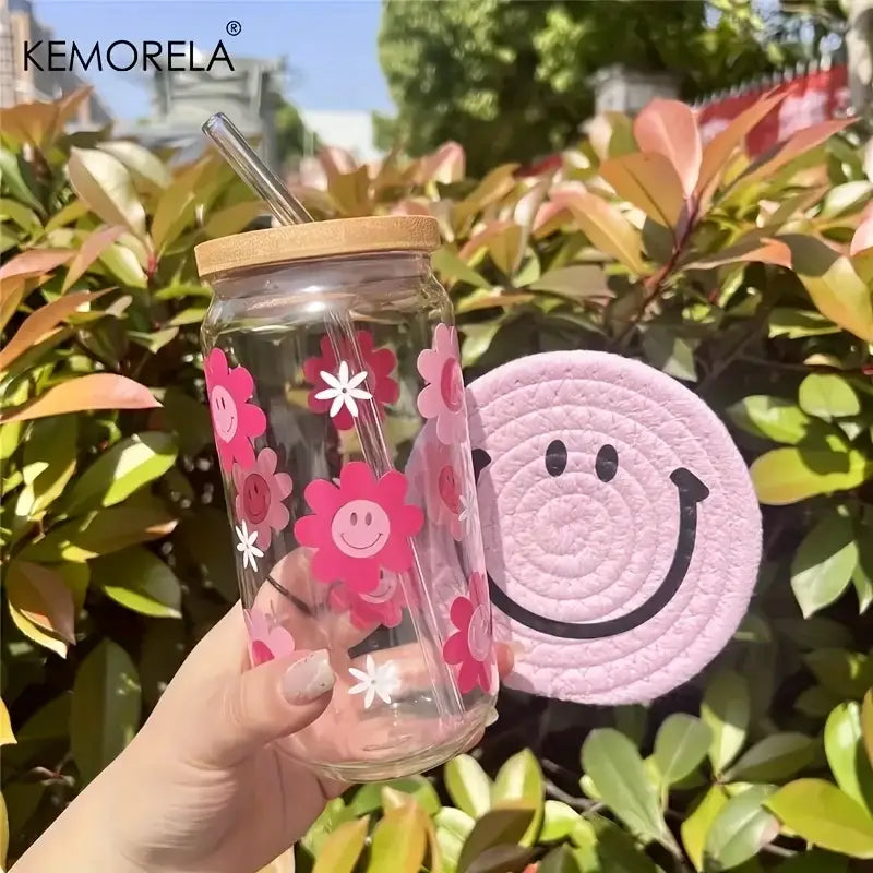 Pink Glass Bamboo Tumbler