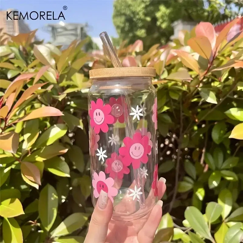 Pink Glass Bamboo Tumbler