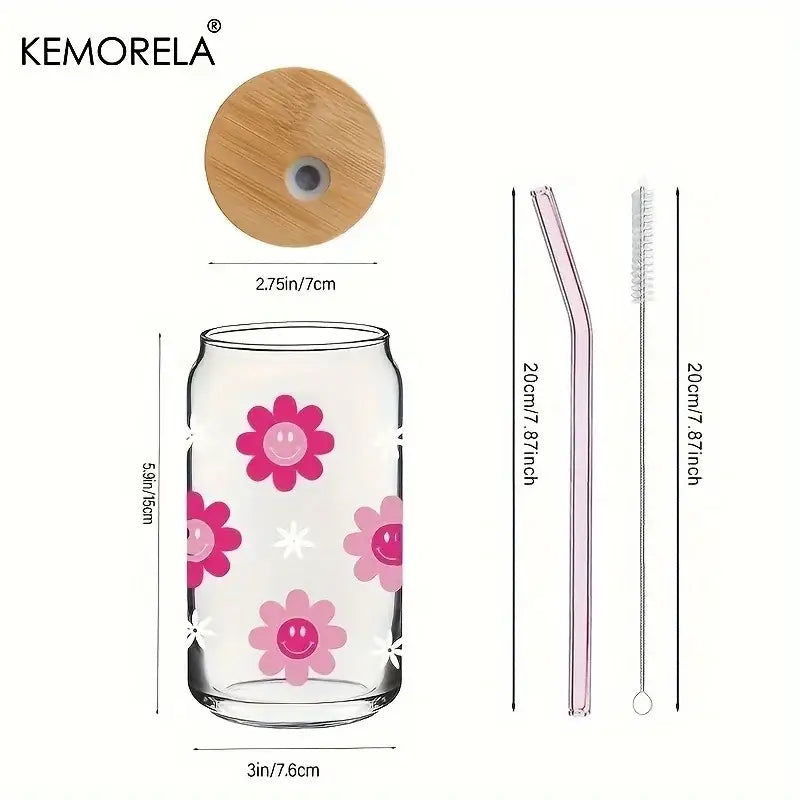 Pink Glass Bamboo Tumbler