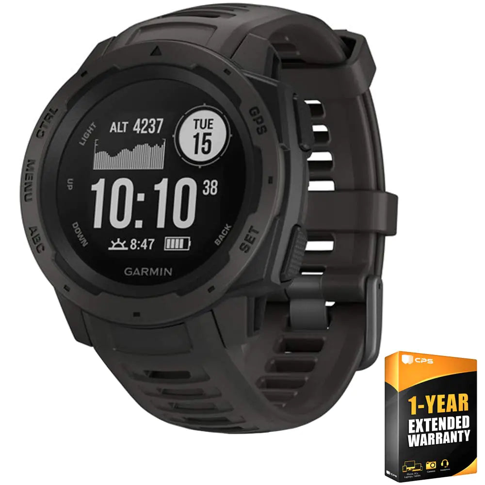 Garmin Instinct Rugged Outdoor Watch with GPS Features Glonass and Galileo Heart Rate Monitoring and 3-Axis Compass Graphite