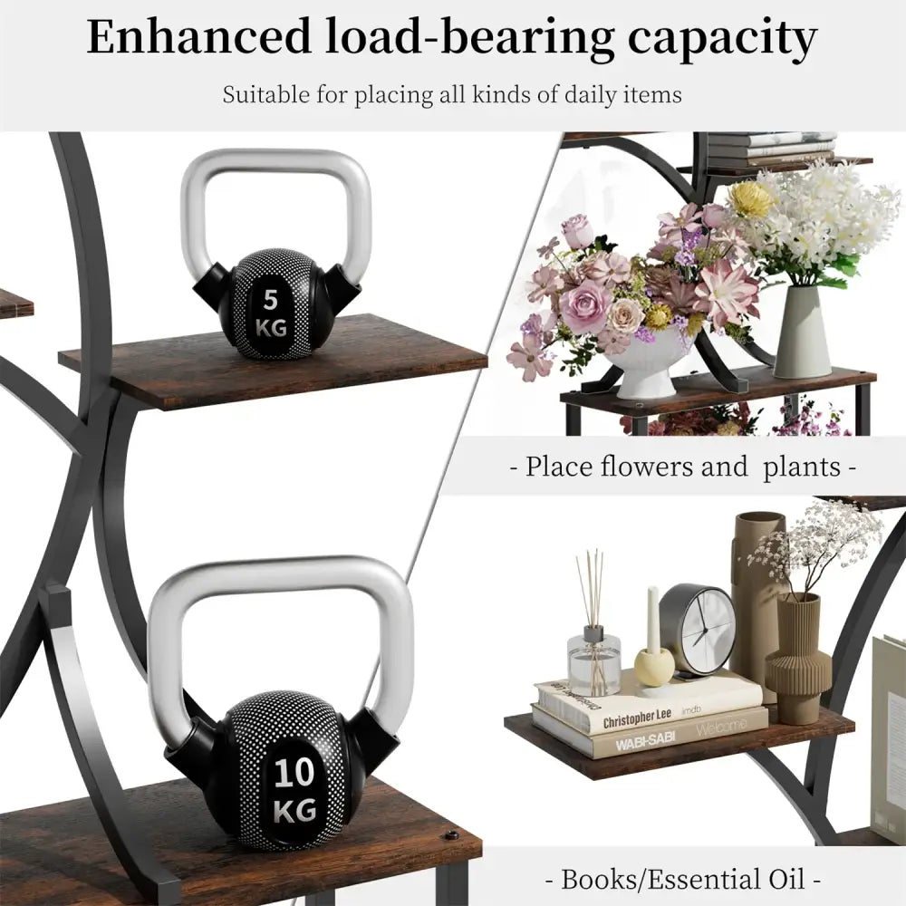 Seven-Tier Black Metal Plant Stand for Corners