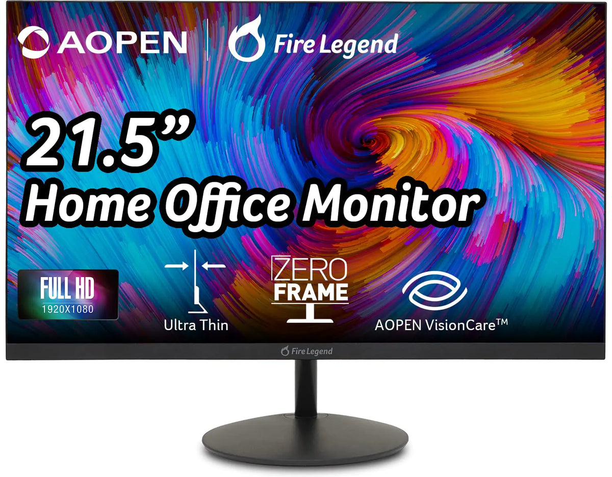 AOPEN 22SA2Q Hbi 21.5" Full HD (1920 x 1080) Zero-Frame Gaming Office Monitor | AMD FreeSync Technology | Ultra-Thin Stylish Design | Up to 100Hz | 1ms (TVR) | Low Blue Light | Tilt | HDMI & VGA Ports
