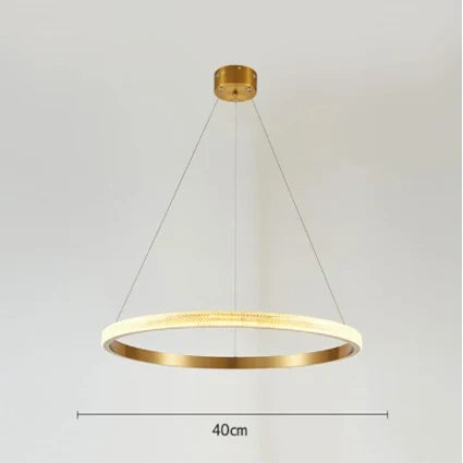 Gold Circle LED Chandelier 3-Ring Design