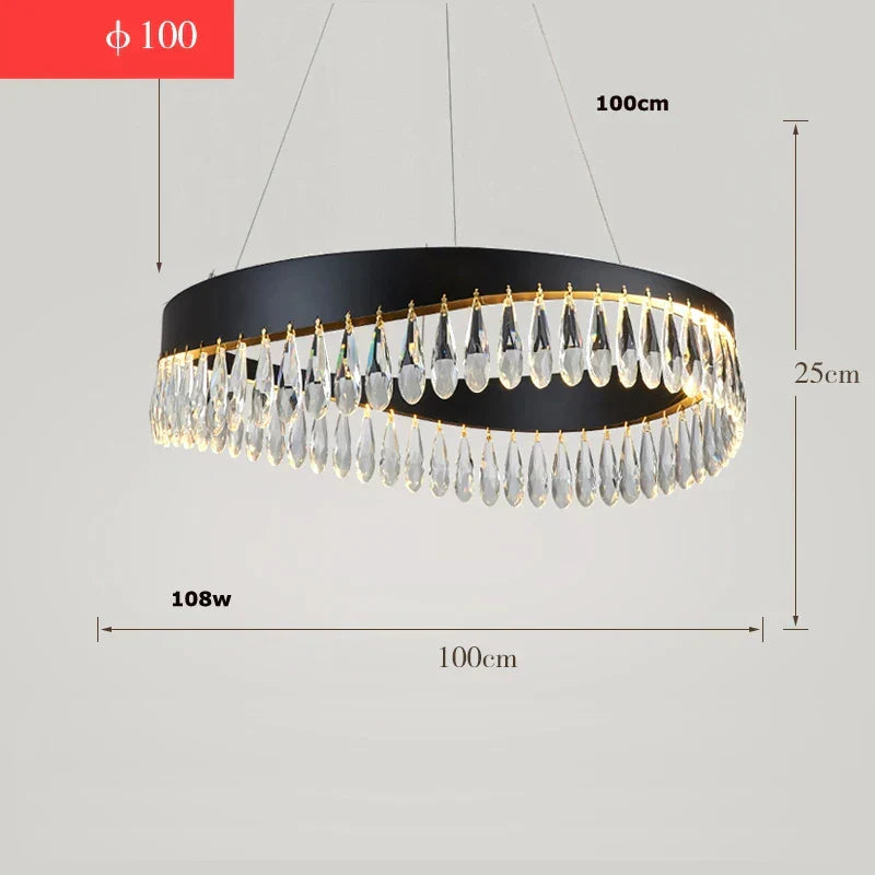 Gold Crystal Dining Chandelier Oval 120cm