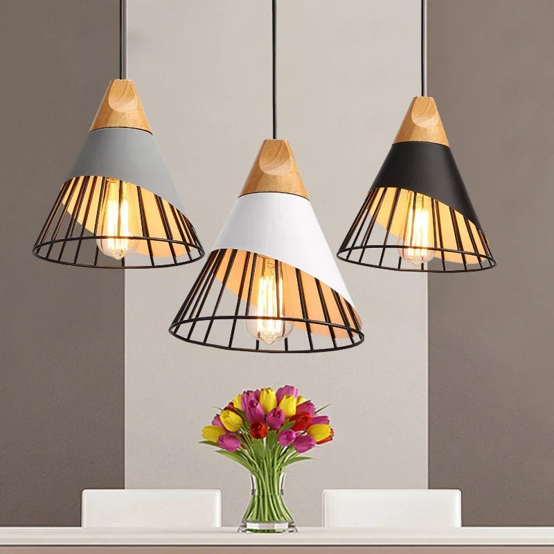 Wood Iron Pendant Lamp
