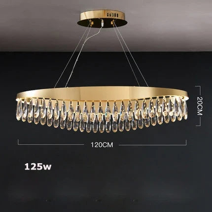 Gold Crystal Dining Chandelier Oval 120cm