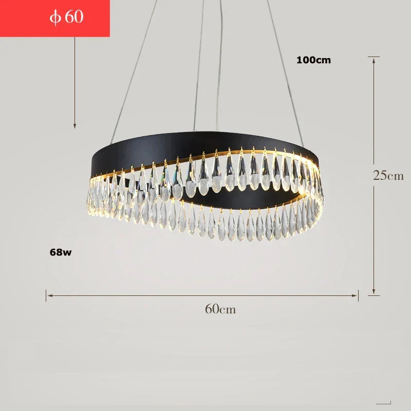 Gold Crystal Dining Chandelier Oval 120cm