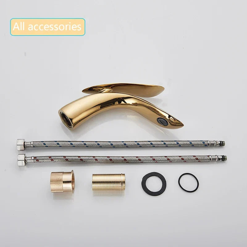Rose Gold Waterfall Faucet Single-Hole Design