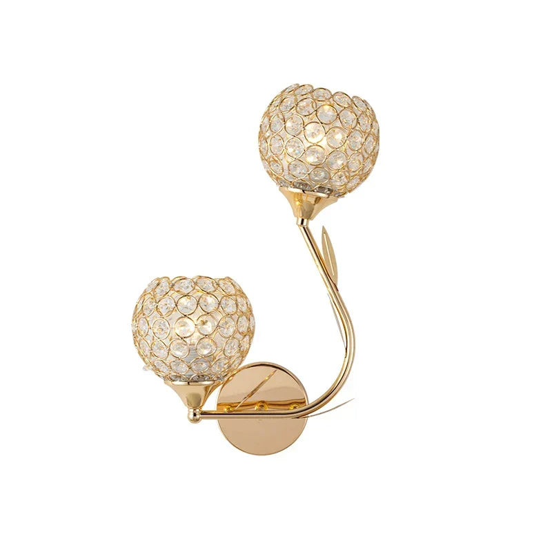 Gold Crystal LED Wall Lamp Single-Head Right
