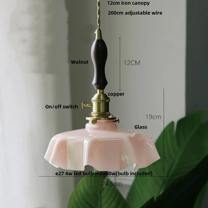 Green Glass Pendant Light 3-Head Adjustable Wire