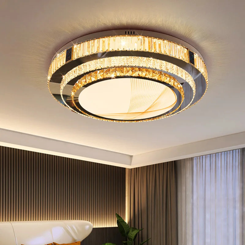 Gold Minimalist Crystal Ceiling Light