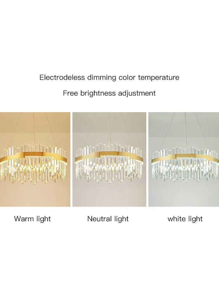 Gold Crystal Circular 80cm Chandelier