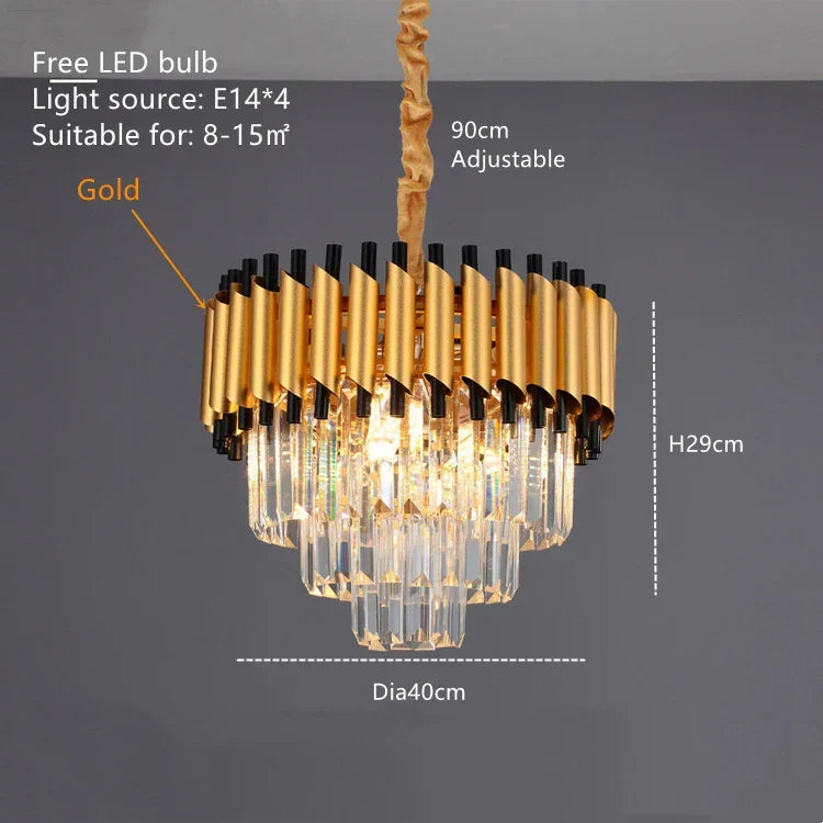 Crystal Ceiling Chandelier Round D80cm Gold
