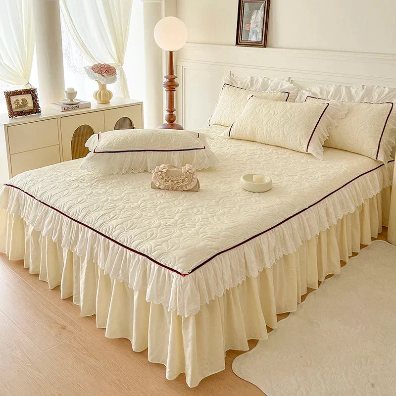 Solid Ruffles Cotton Bedding