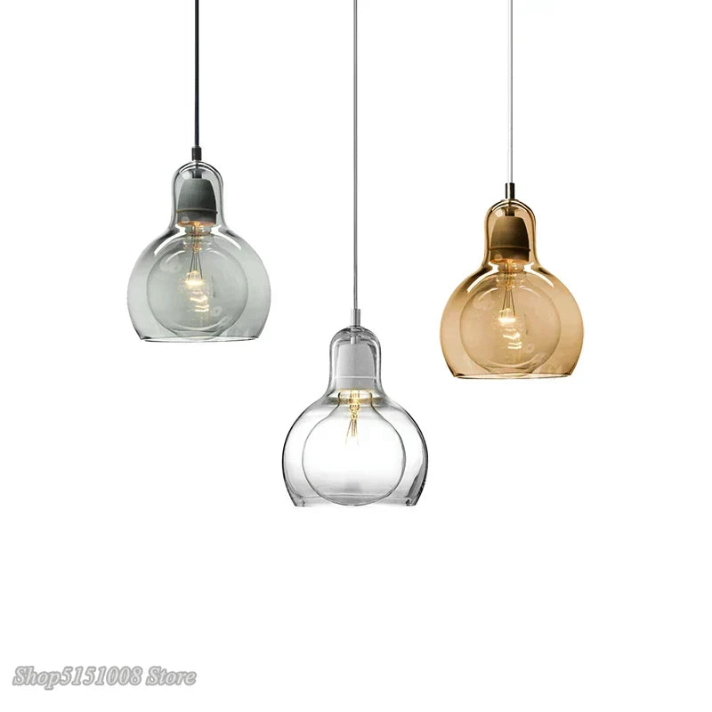 Amber Glass Pendant Light Large Size Kitchen