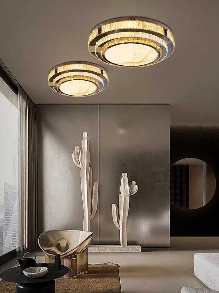 Gold Minimalist Crystal Ceiling Light