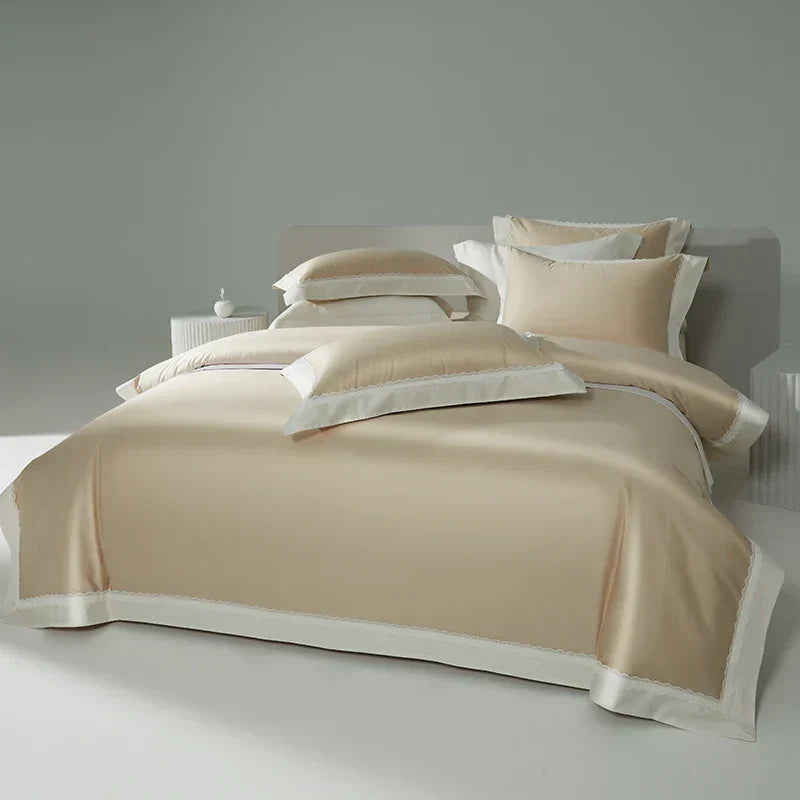 Lace Cotton Bedding Set 1200TC Egyptian King