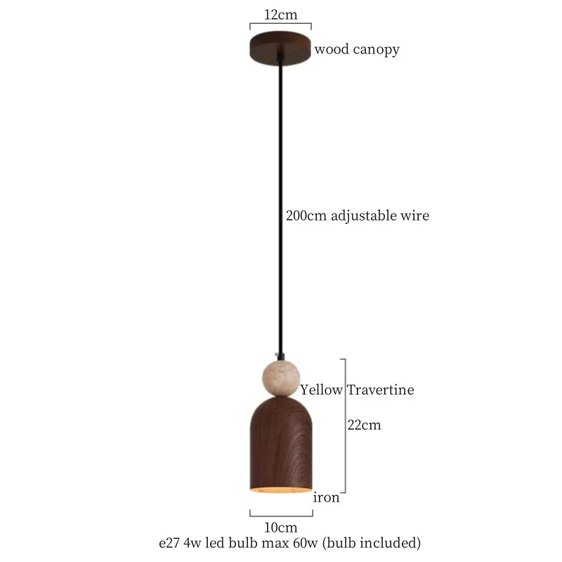 Copper Vintage Pendant Light Travertine Stone
