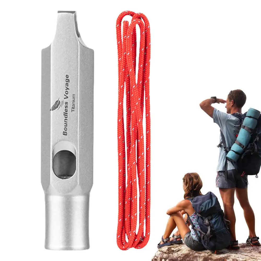 Titanium Whistle Urgent Survival Whistle Safety Tool Survival Gear Ultralight Loud Whistle Hiking Whistle With Lanyard Safety