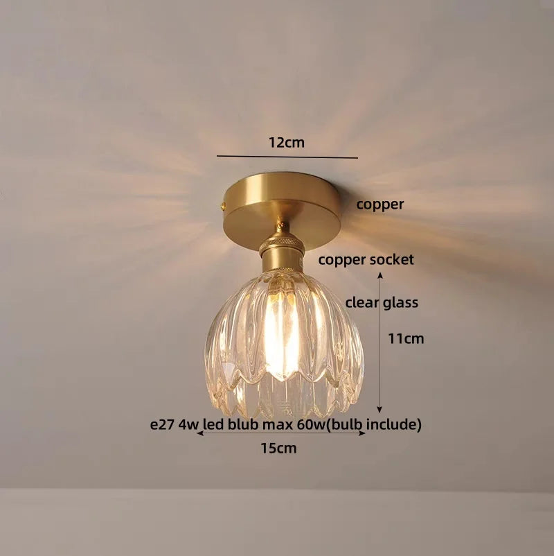 Green Glass Copper Ceiling Light