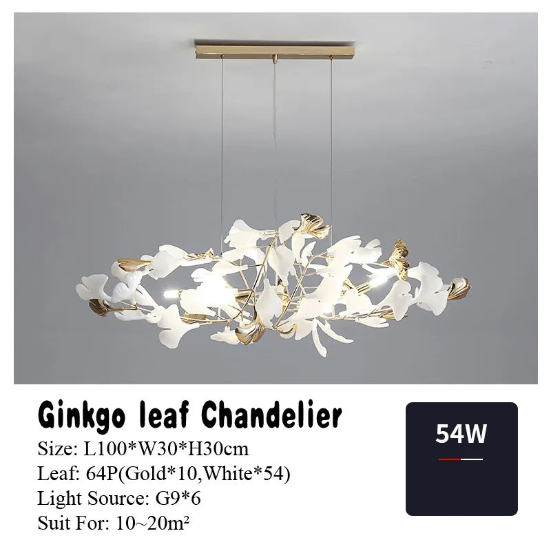 Gold Branch Chandelier With Porcelain Leaves