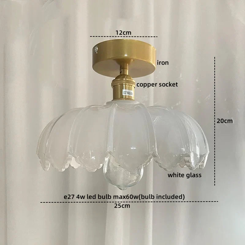 Green Glass Ceiling Light Copper Iron Blend