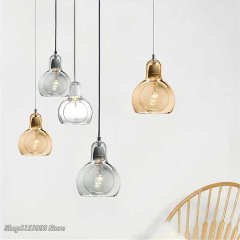 Amber Glass Pendant Light Large Size Kitchen