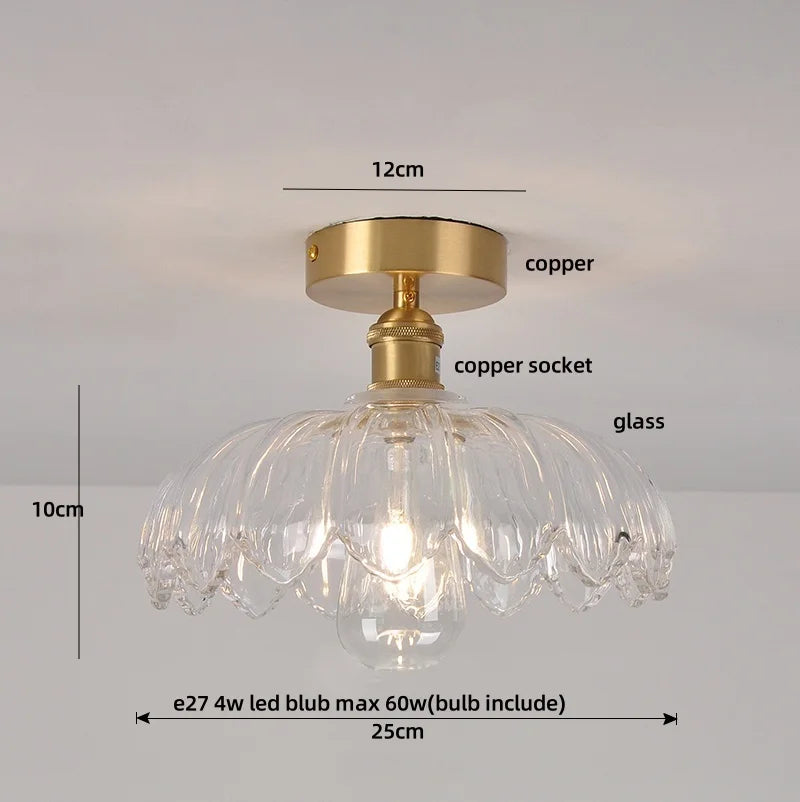 Green Glass Copper Ceiling Light