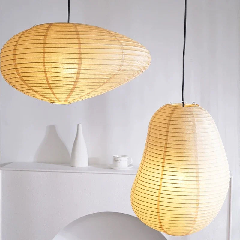 Rice Paper Pendant Light Handcrafted Beige