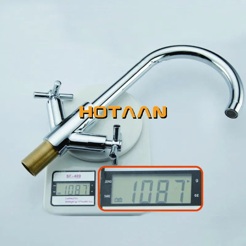 Chrome Dual Handle Faucet Hot And Cold Kitchen