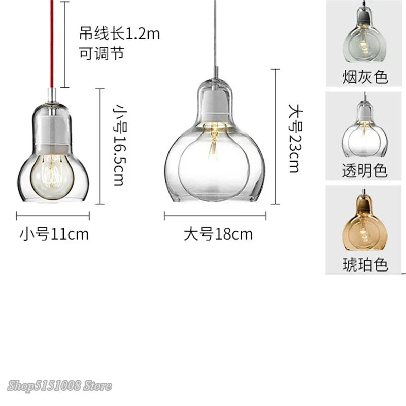 Amber Glass Pendant Light Large Size Kitchen