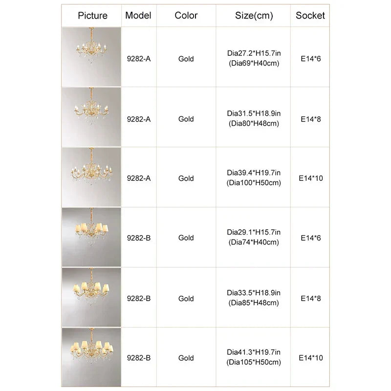Gold Crystal Shade Chandelier
