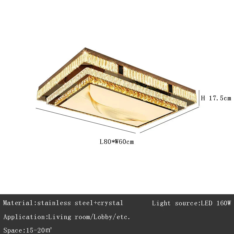 Gold Minimalist Crystal Ceiling Light